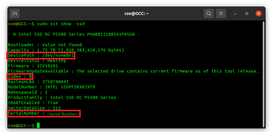 How To Reference A Single Solid State Drive With SST CLI